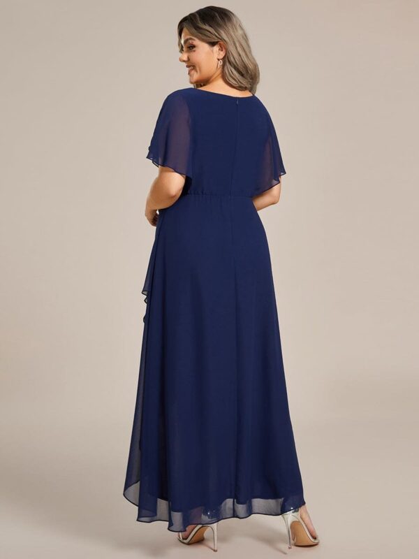 Plus Size Waist Applique A-Line Chiffon V-Neck Evening Dress - Image 7