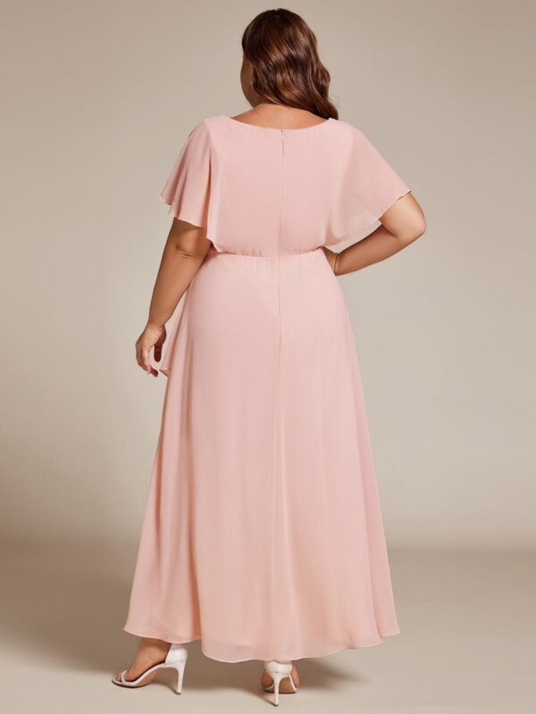 Plus Size Waist Applique A-Line Chiffon V-Neck Evening Dress - Image 12