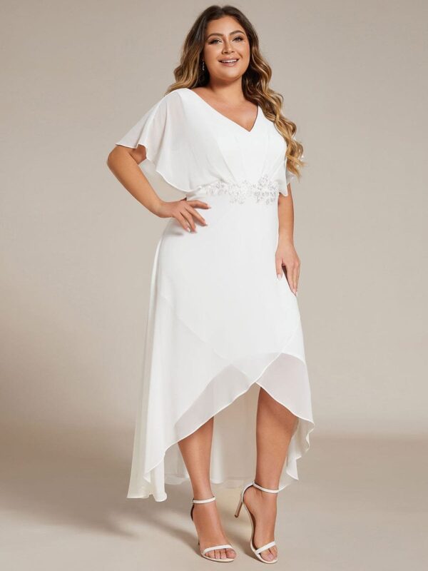 Plus Size Waist Applique A-Line Chiffon V-Neck Evening Dress - Image 16