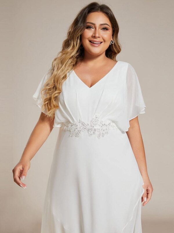 Plus Size Waist Applique A-Line Chiffon V-Neck Evening Dress - Image 18